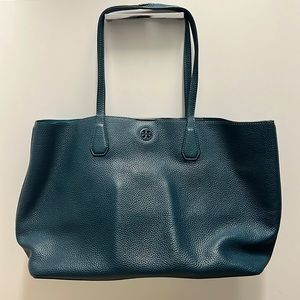 Teal Tory Burch Tote Bag